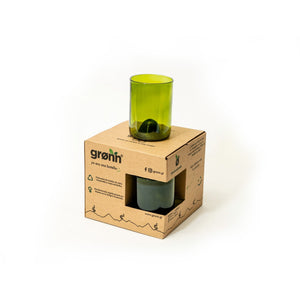 Set of 4 Upcycled Green Wine Bottle 11oz Glasses - Wholesale