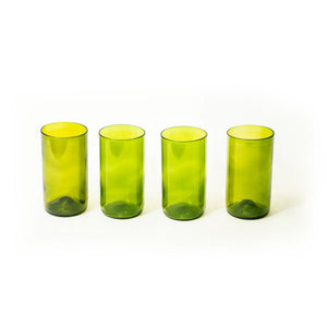 Set of 4 Upcycled Green Wine Bottle 15oz Glasses - Wholesale