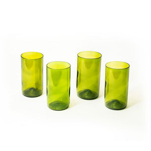 Set of 4 Upcycled Green Wine Bottle 15oz Glasses - Wholesale