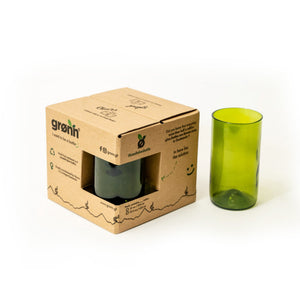 Set of 4 Upcycled Green Wine Bottle 15oz Glasses - Wholesale