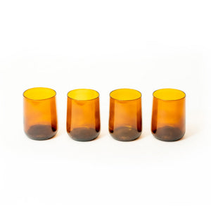 Set of 4 Upcycled Amber 8oz Glasses - Wholesale