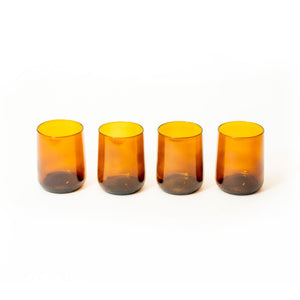 Set of 4 Upcycled Amber 8oz Glasses - Wholesale