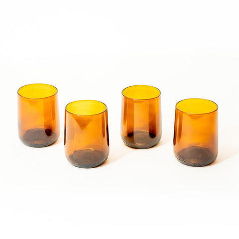 Set of 4 Upcycled Amber 8oz Glasses - Wholesale