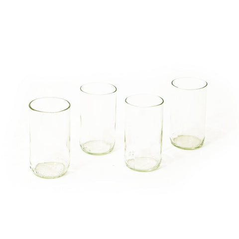 Set of 4 Upcycled Clear Wine Bottle 15oz Glasses - Wholesale