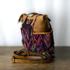 Nahual Multipurpose M Bag |  Light Brown Leather and Mayan Huipil