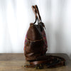Nahual Multipurpose L Bag |  Dark Brown Leather and Mayan Huipil